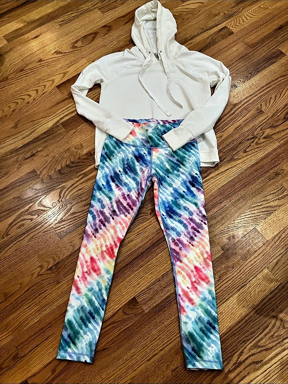 Athleta Matching Hoodie Sz S & Tie-Dye Leggings XS. EUC